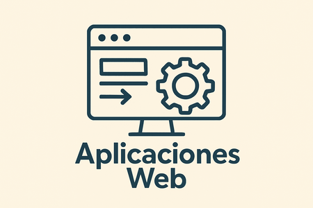 un ordenador con un texto de aplicaciones webs 